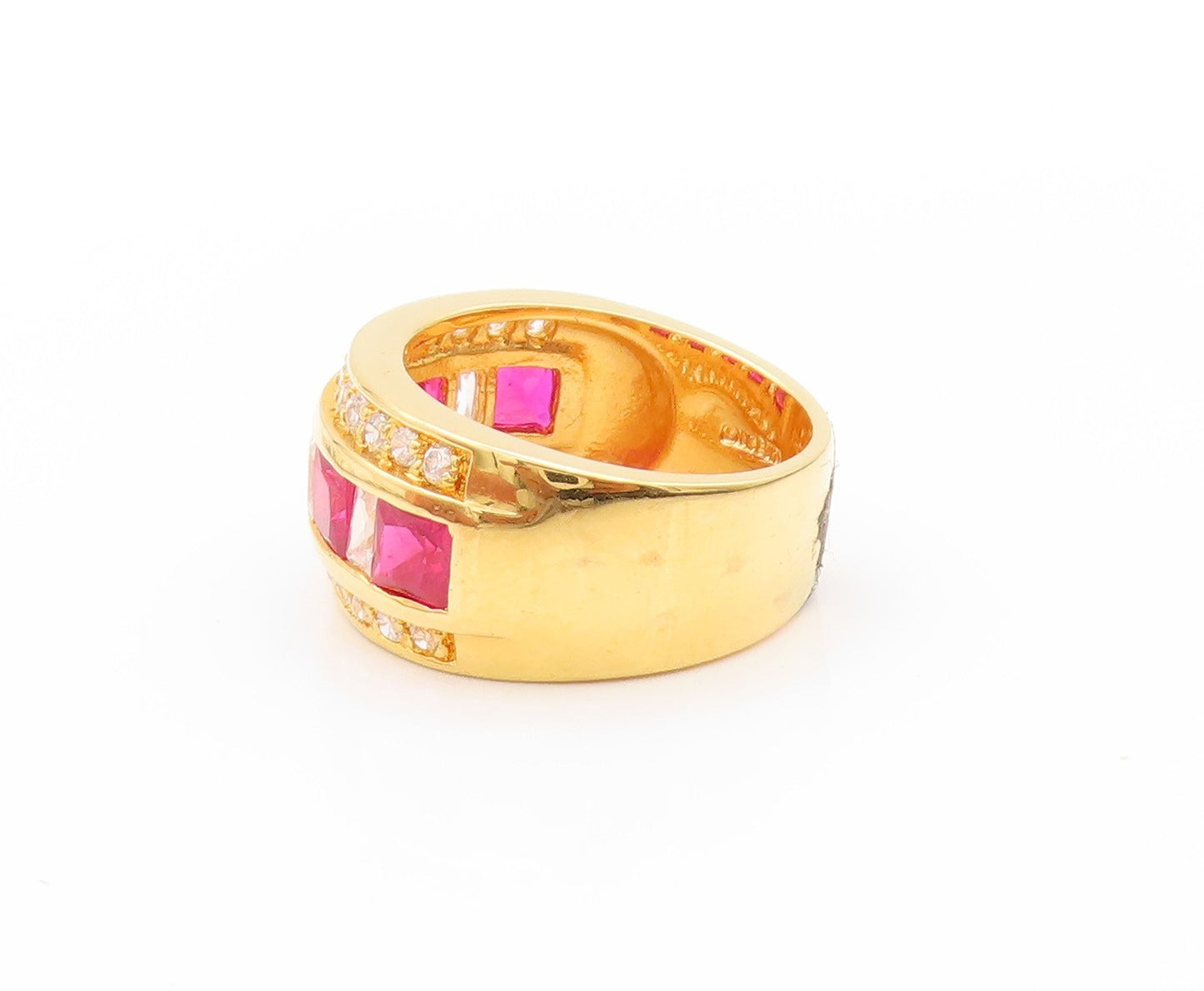 925 Sterling Silver Vintage Ring Gold Plated 2 Tone CZ Bands  Sz 7  RG32770