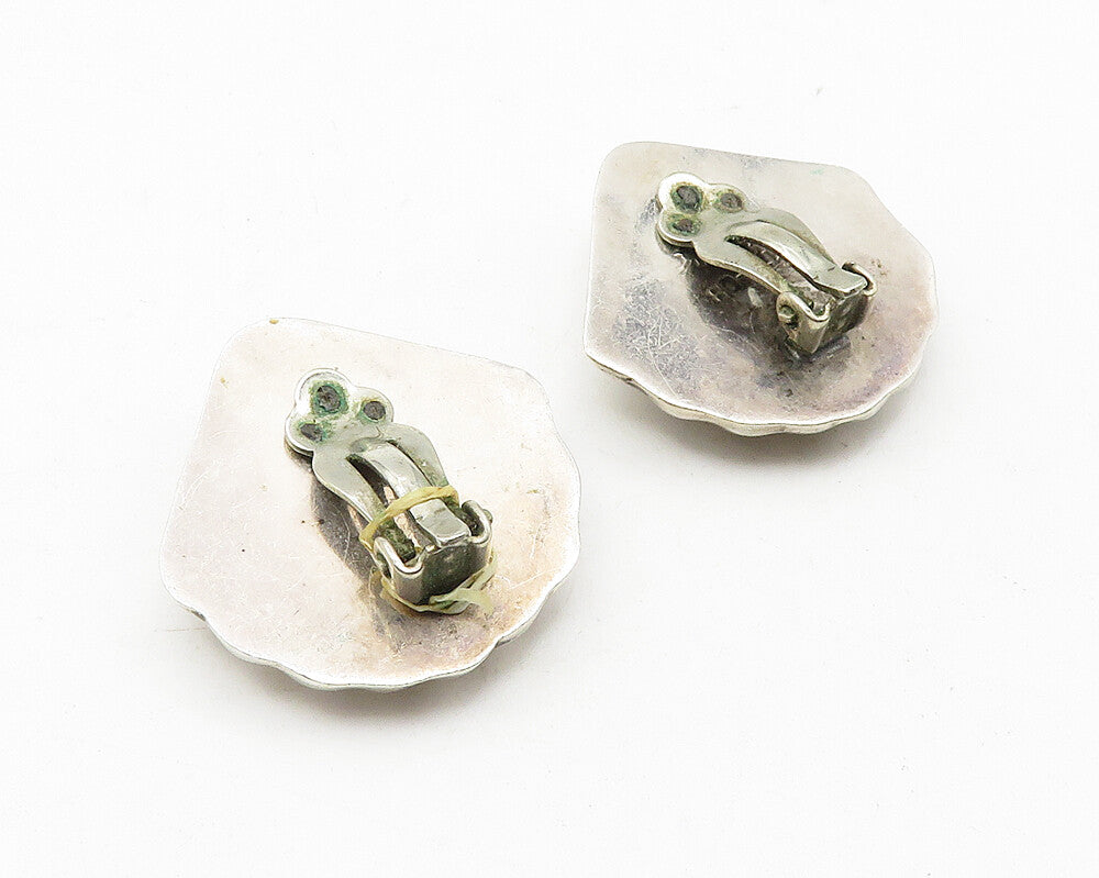 MEXICO 925 Silver  Vintage Hollow Scalloped Non Pierce Drop Earrings  EG5645