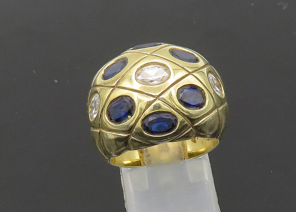 925 Silver  Vintage Cubic Zirconia & Blue Topaz Dome Band Ring Sz 8  RG20922