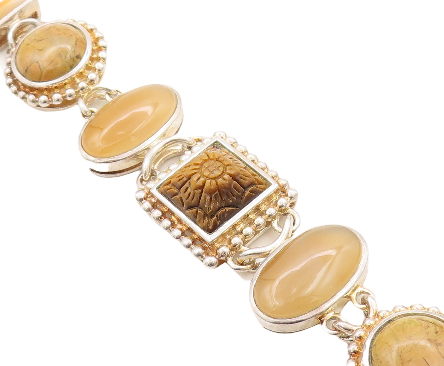 925 Sterling Silver Vintage Bracelet WHITNEY KELLY Mother Of Peal Gems  BT10903
