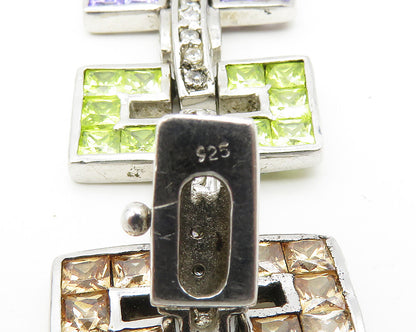 925 Silver  Topaz Garnet Peridot & Amethyst Shiny Chain Necklace  NE3173
