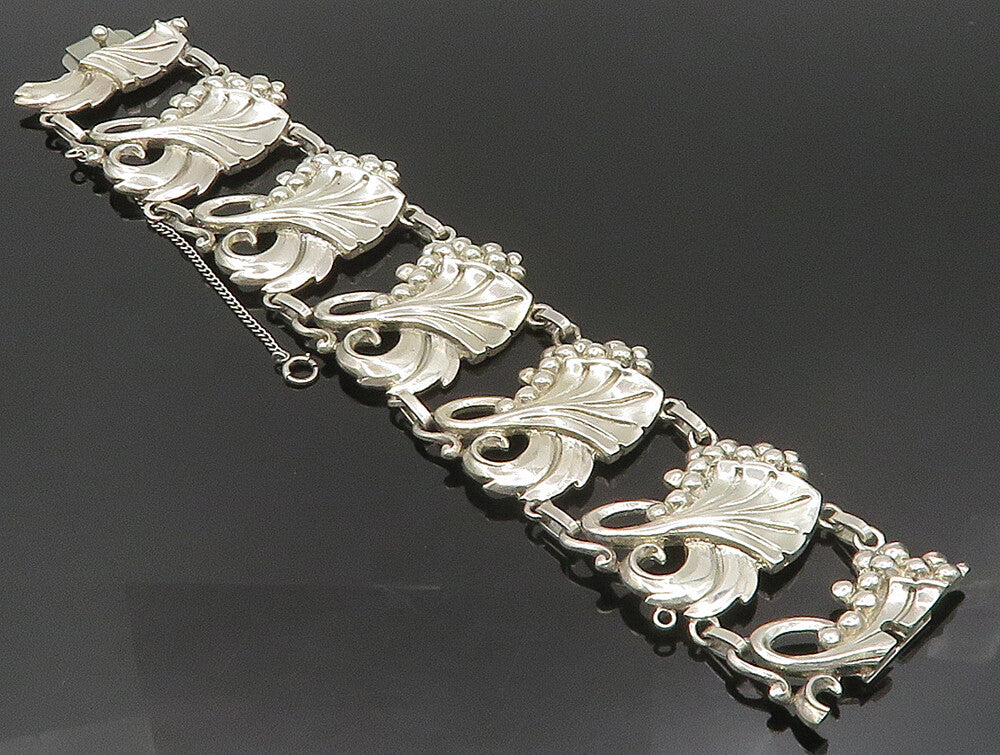 VIKINGCRAFT 925 Silver  Vintage Shiny Leaf Vine & Grapes Bracelet  BT9357