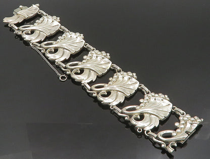 VIKINGCRAFT 925 Silver  Vintage Shiny Leaf Vine & Grapes Bracelet  BT9357