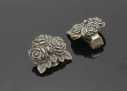 NAPIER 925 Silver  Vintage Antique Rare Roses Non Pierce Earrings  EG10371