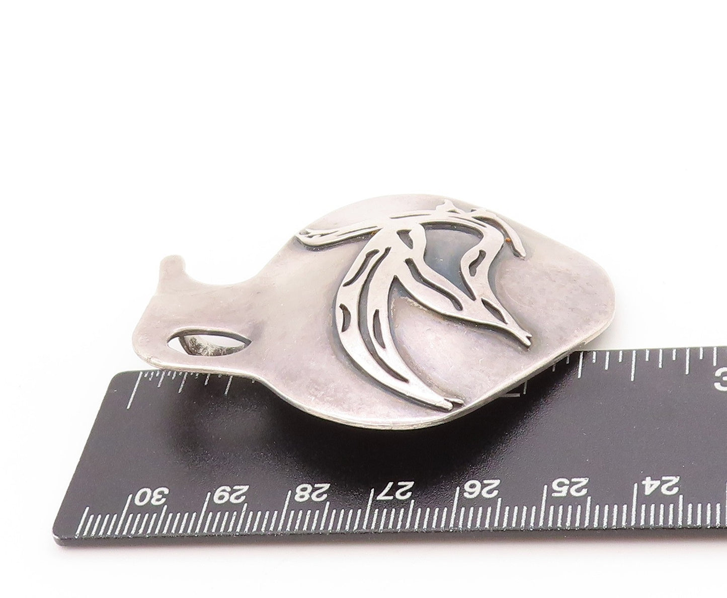 925 Sterling Silver Vintage Brooch Solid Modernist Bird On Vessel Pin  BP11940