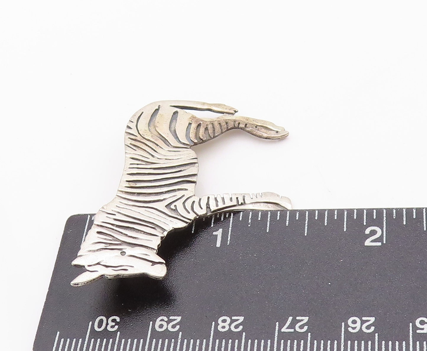 925 Sterling Silver Vintage Brooch GFMW Solid Etched Striped Zebra  BP11572