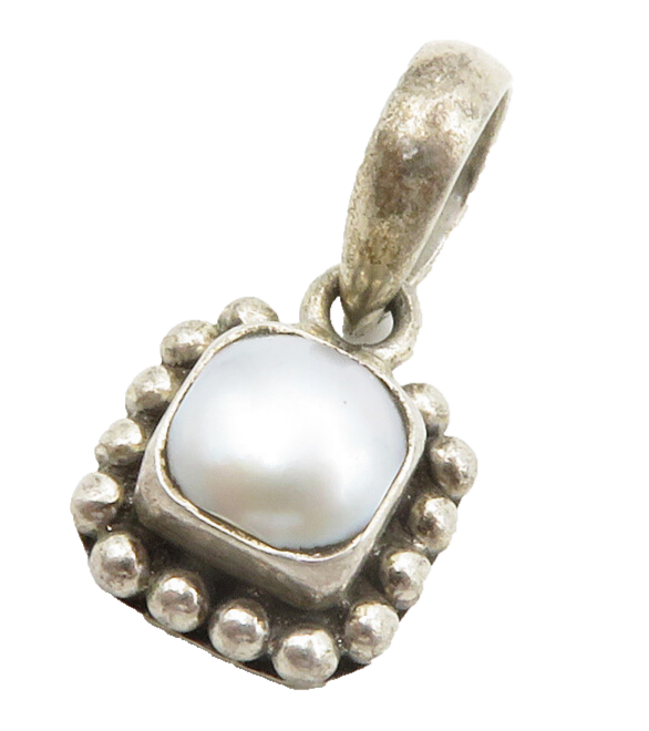SILPADA 925 Sterling Silver  Vintage Pearl Bubble Border Pendant  PT10588