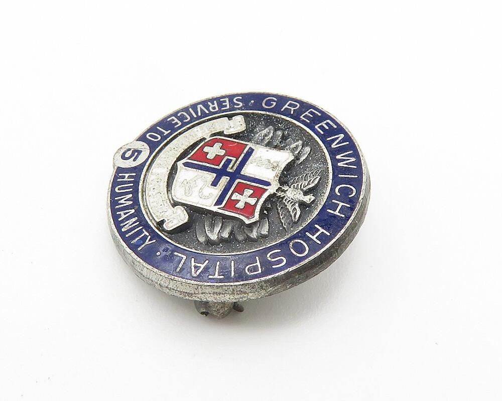 925 Sterling Silver  Vintage Greenwich Hospital Service Brooch Pin  BP4221