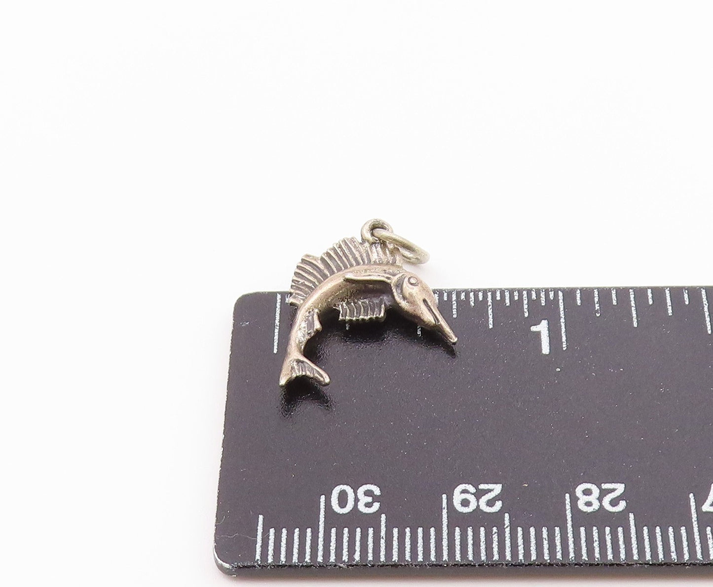 925 Sterling Silver  Vintage Petite Swordfish Motif Drop Pendant  PT17872