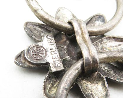 GKCO 925 Sterling Silver  Vintage Oxidized Floral Link Chain Bracelet  BT4303