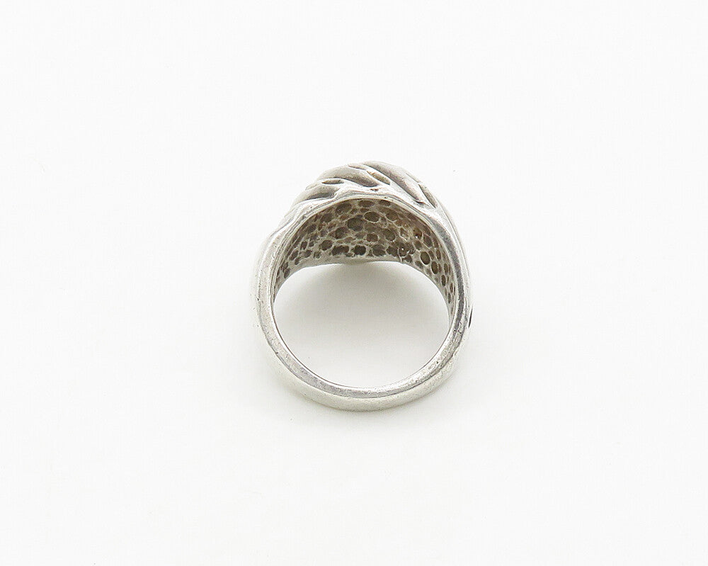 925 Sterling Silver  Vintage Diamond Cut Fluted Dome Band Ring Sz 6  RG19537