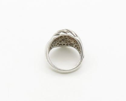 925 Sterling Silver  Vintage Diamond Cut Fluted Dome Band Ring Sz 6  RG19537
