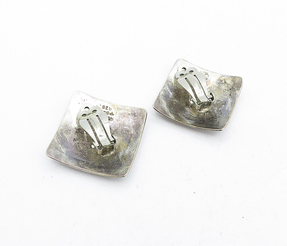 MEXICO 925 Sterling Silver  Vintage Floral Etched Non Pierce Earrings  EG2365