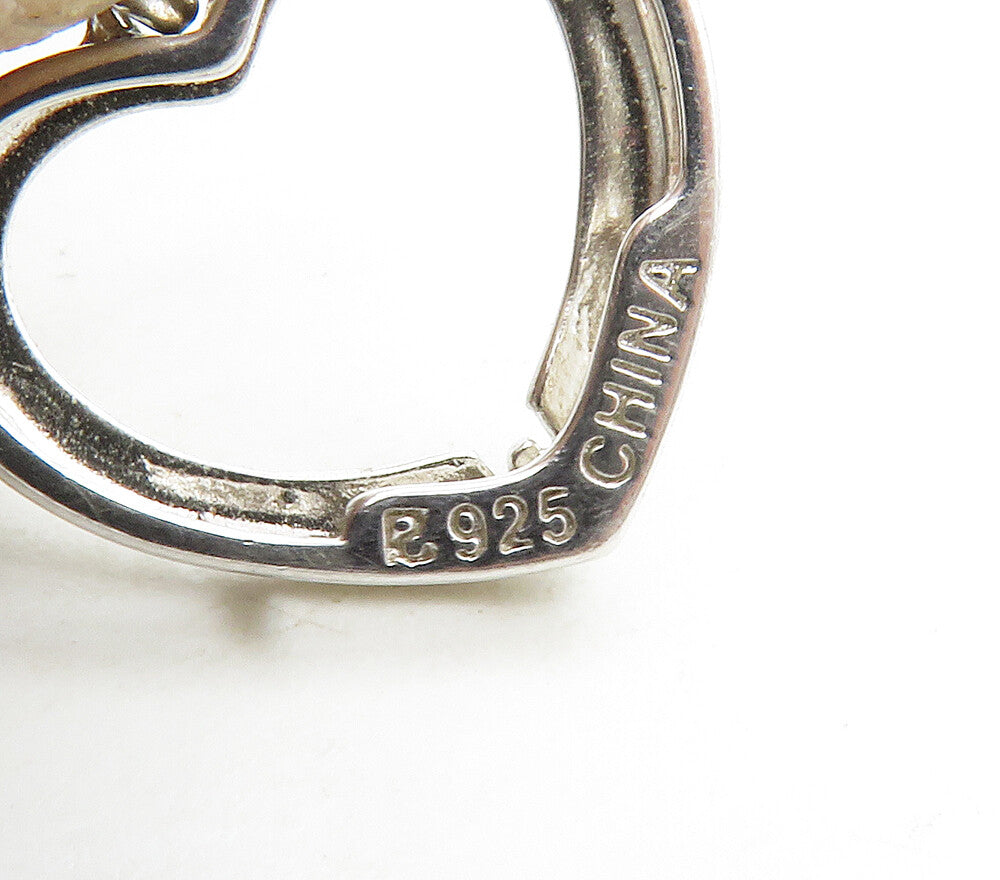 925 Sterling Silver  Petite Genuine Diamond Open Love Heart Pendant  PT12949