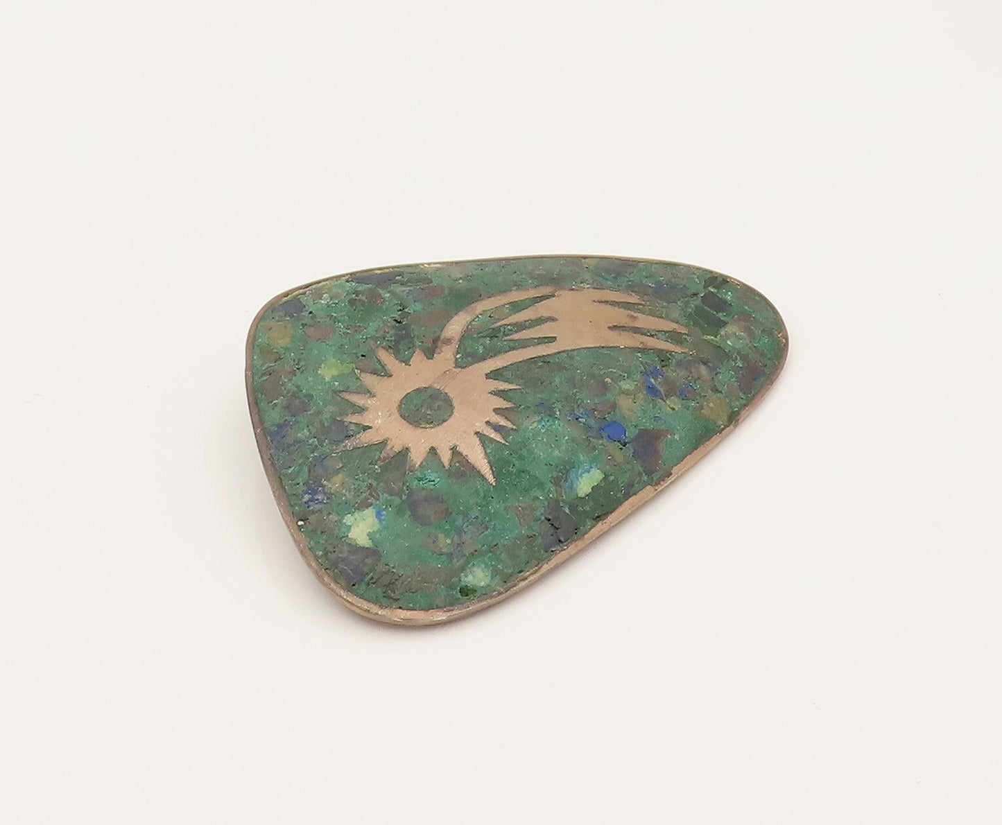 TAXCO 925 Silver  Vintage Rocky Green Turquoise & Figure Brooch Pin  BP10222