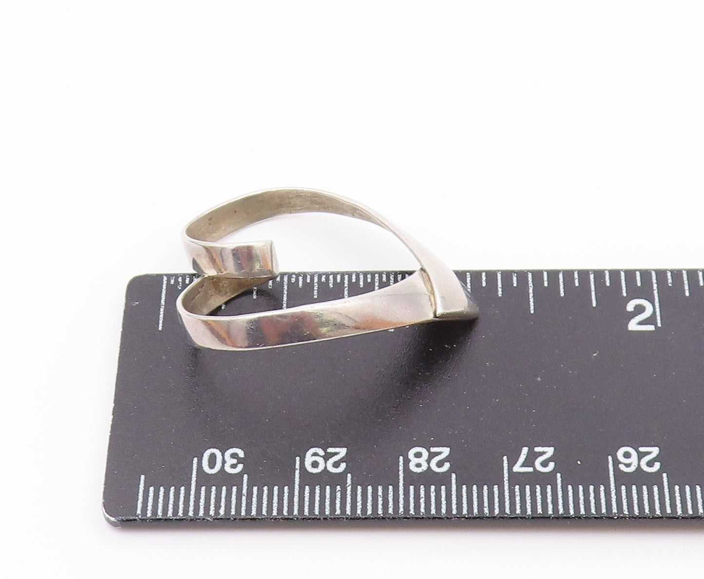 925 Sterling Silver  Vintage Open Love Heart Ribbon Smooth Pendant  PT18966