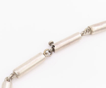 925 Sterling Silver Vintage Necklace Minimalist Geometric Cylinder Link   NE4725