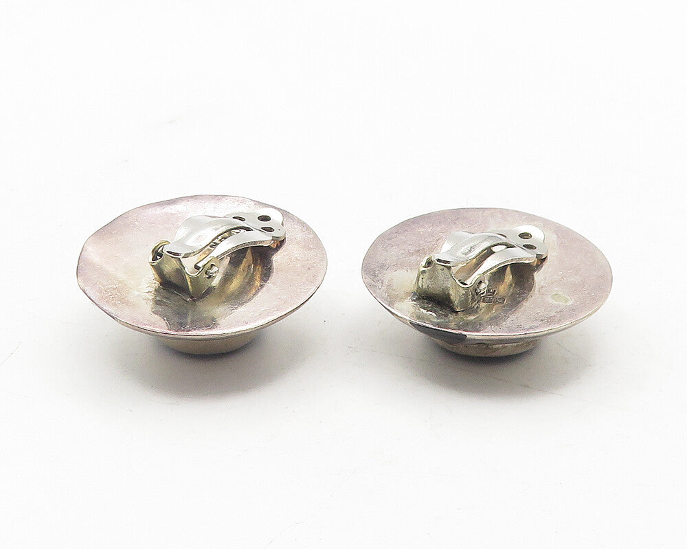 MEXICO 925 Sterling Silver Vintage Black Onyx Etched Sun Drop Earrings EG6047
