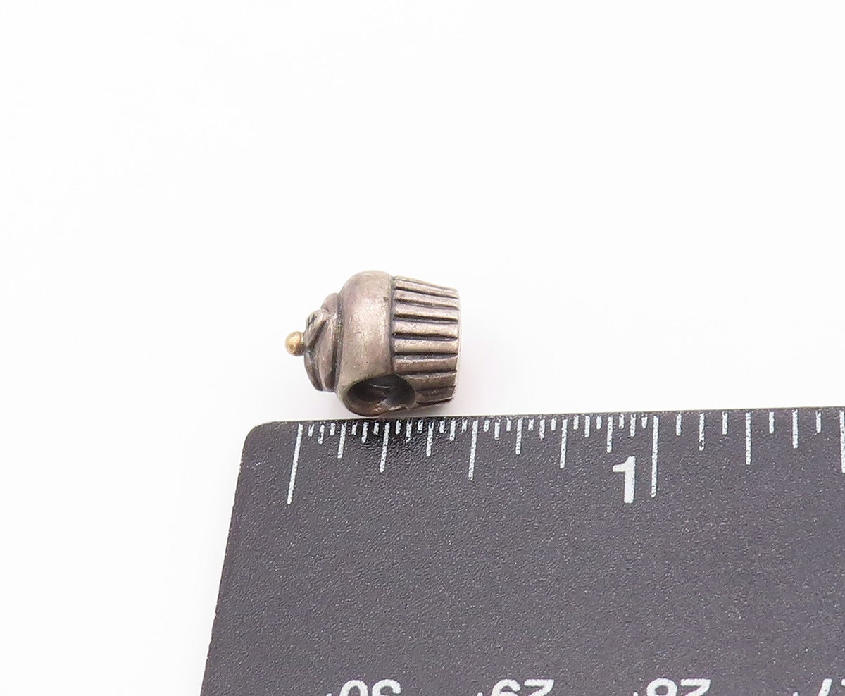 925 Sterling Silver Vintage Pendant PANDORA Dark Tone Cupcake Charm  PT23947