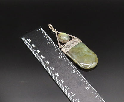925 Sterling Silver  Vintage Beaded Detail Labradorite Pendant  PT21181