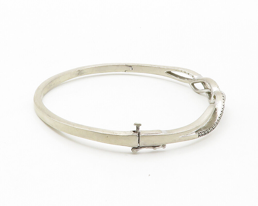925 Silver  Vintage Genuine Black & White Diamonds Bangle Bracelet  BT5439