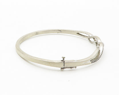 925 Silver  Vintage Genuine Black & White Diamonds Bangle Bracelet  BT5439
