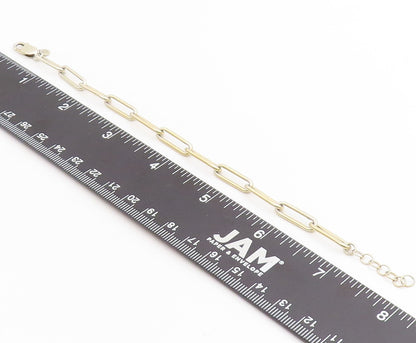 925 Sterling Silver Vintage Bracelet Gold Plated Classic Paperclip Link  BT11827