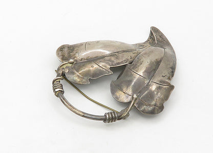 ALBINO MANCA 925 Sterling Silver  Vintage Floral Leaves Brooch Pin  BP8439