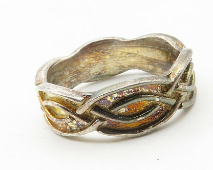 925 Sterling Silver  Vintage Infinity Twist Large Band Ring Sz 11 RG11435