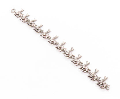 925 Sterling Silver Vintage Bracelet Etched Llama Animal Charm Chain  BT11404