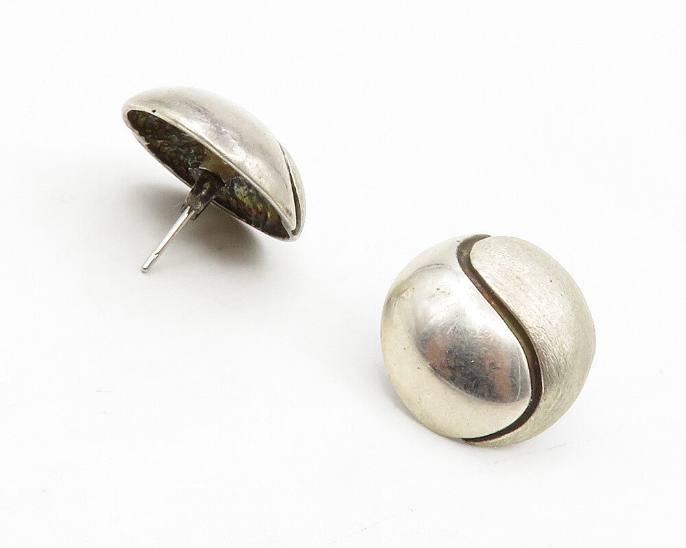 925 Sterling Silver  Vintage Textured Swirl Shiny Dome Drop Earrings  EG6974