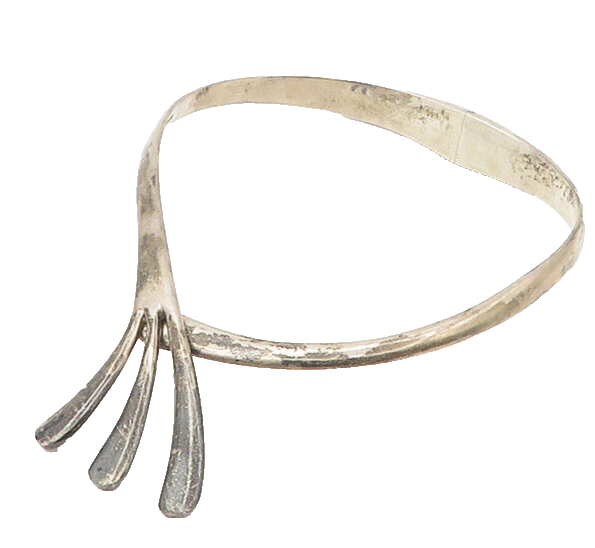 MEXICO 925 Sterling Silver  Vintage Heavy Modernist Collar Necklace  NE2916