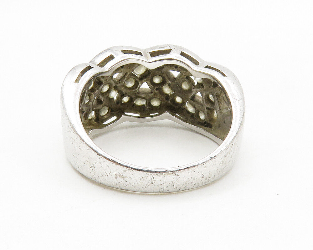 925 Sterling Silver  Vintage White Topaz Braided Band Ring Sz 6  RG13893