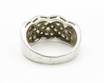925 Sterling Silver  Vintage White Topaz Braided Band Ring Sz 6  RG13893