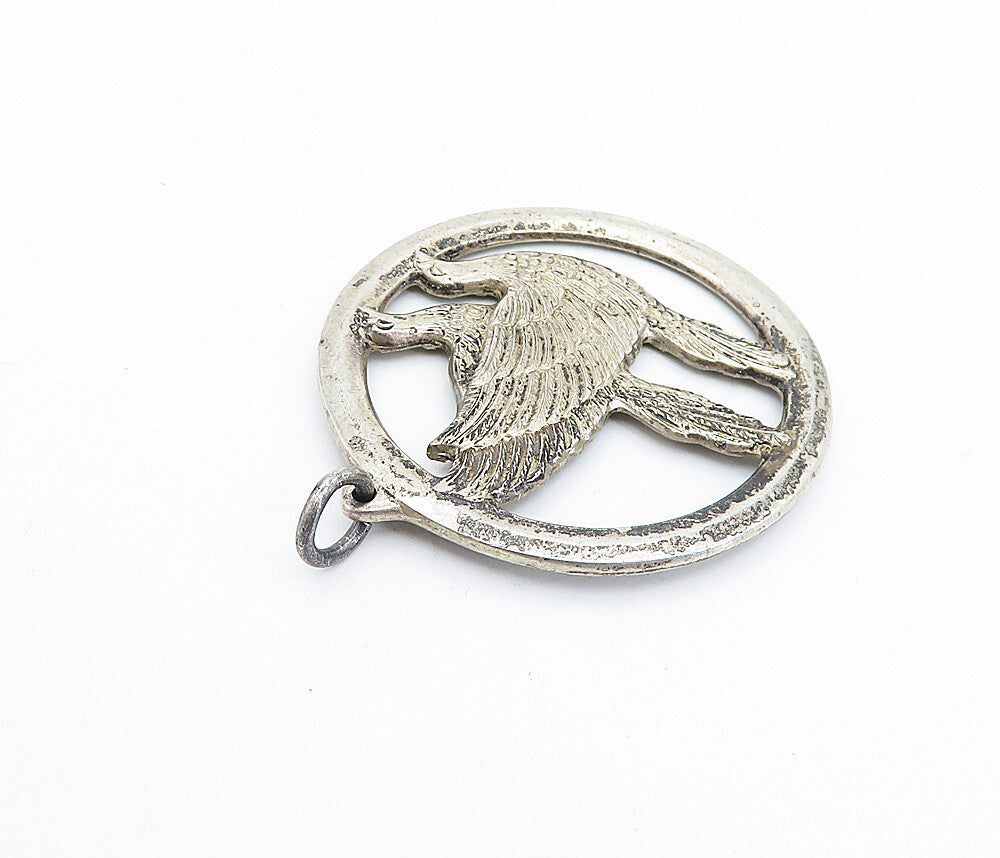 WALLACE STERLING 925 Silver  Vintage Oxidized Peace Doves Pendant  PT2595