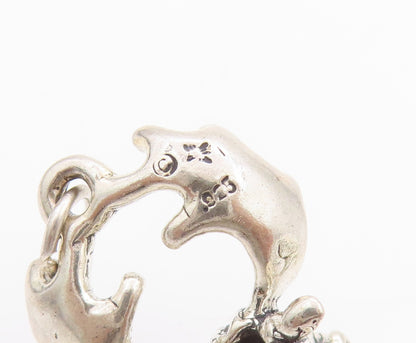 925 Sterling Silver Vintage Pendant Carved Moose Antlers 3D Charm  PT24524