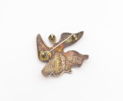 925 Sterling Silver Vintage Brooch Dark Tone Angel With Wings Of Hope   BP11982