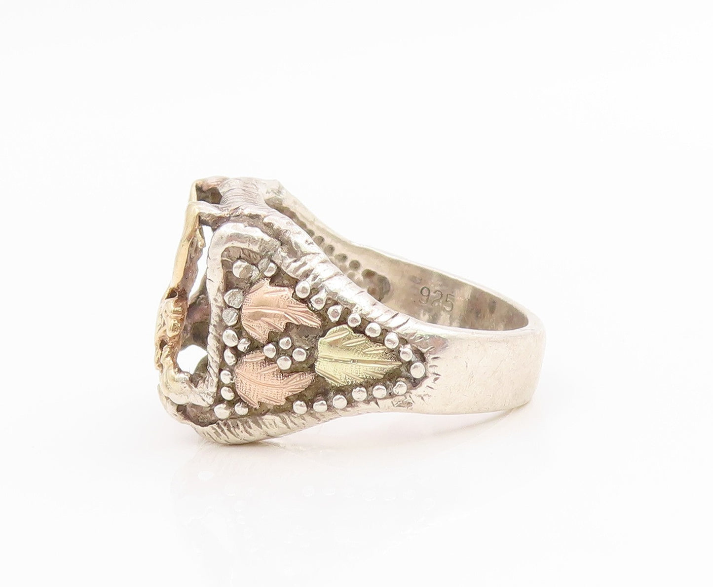 14k Gold & 925 Sterling Silver Vintage Ring Flying Eagle Band  Sz 10  RG35901
