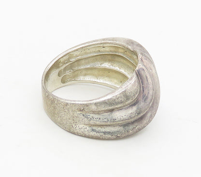 925 Sterling Silver  Vintage Shiny Fluted Dome Band Ring Sz 7  RG16896