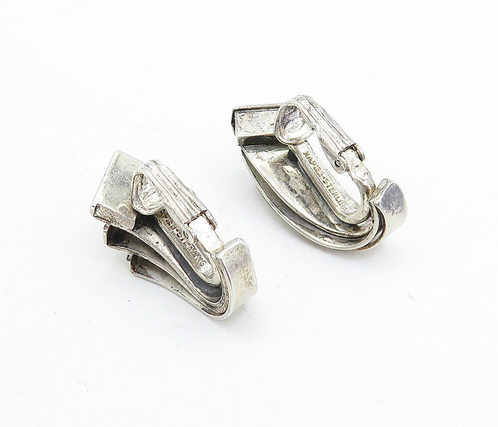 NAPIER 925 Sterling Silver  Vintage Ribbon Design Non Pierce Earrings  EG2898