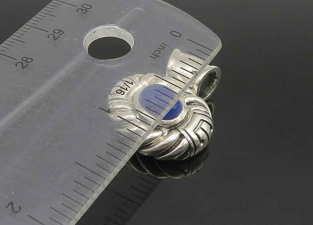925 Sterling Silver  Vintage Cabochon Lapis Lazuli Oval Swirl Pendant  PT19327