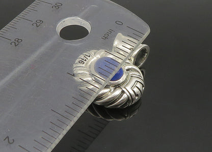 925 Sterling Silver  Vintage Cabochon Lapis Lazuli Oval Swirl Pendant  PT19327