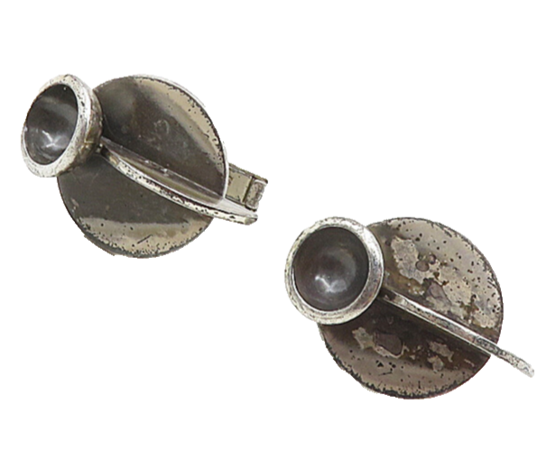 LUSTIG 925 Sterling Silver  Vintage Modernist Oxidized Cufflinks  TR1583