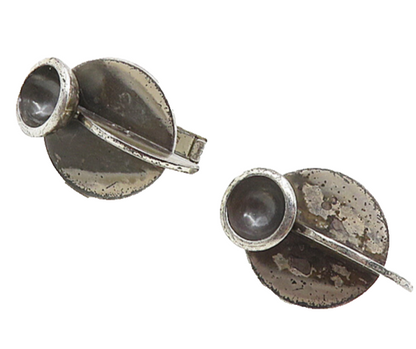 LUSTIG 925 Sterling Silver  Vintage Modernist Oxidized Cufflinks  TR1583