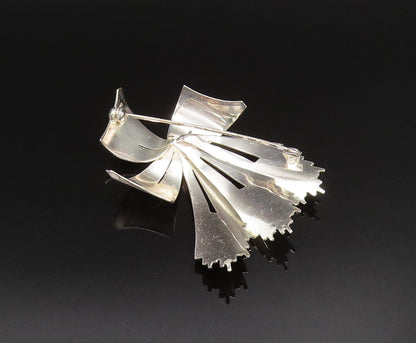 GERMANY 925 Silver  Vintage Textured Ribbon Bow Tie Dome Brooch Pin  BP9741