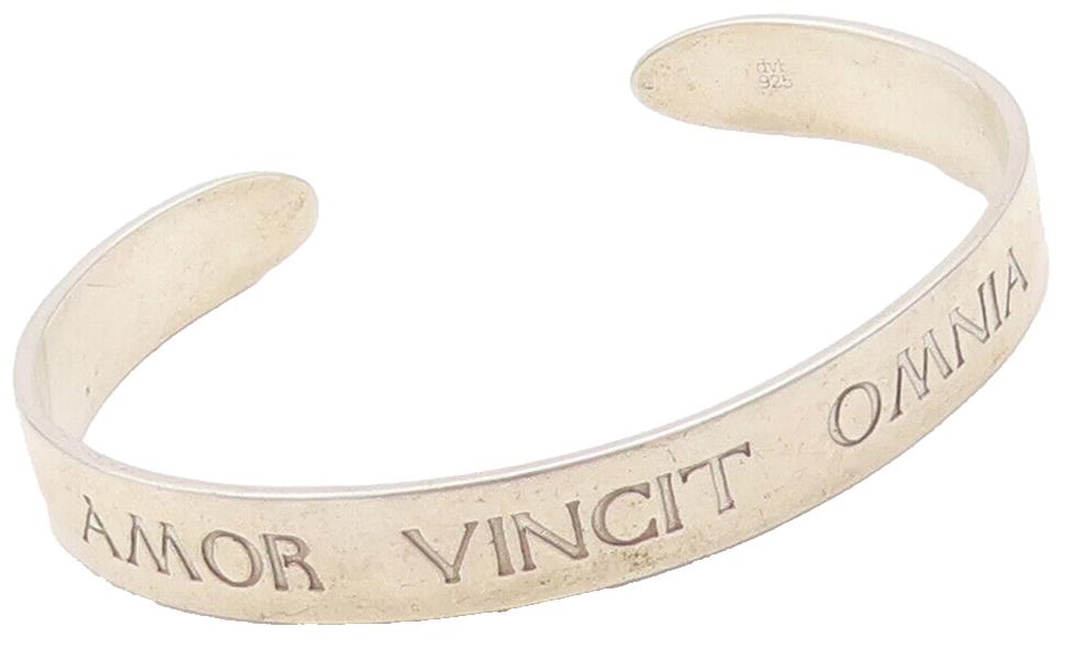 925 Sterling Silver Vintage Bracelet European Love Conquers All Etched  BT10342