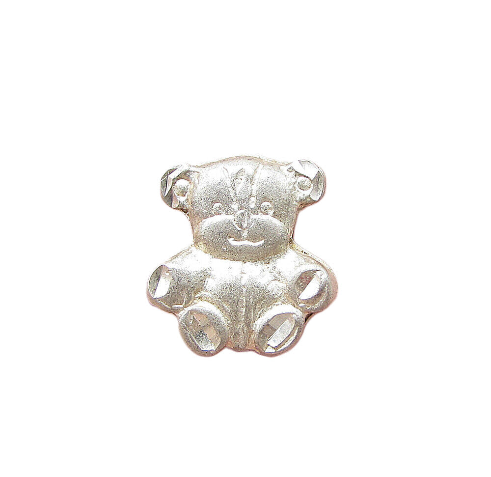 925 Sterling Silver  Vintage Etching Detail Teddy Bear Pendant  PT1343