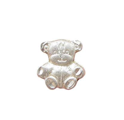 925 Sterling Silver  Vintage Etching Detail Teddy Bear Pendant  PT1343