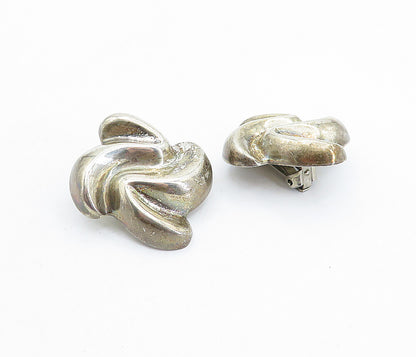 925 Sterling Silver  Vintage Hollow Swirl Design Non Pierce Earrings  EG2842