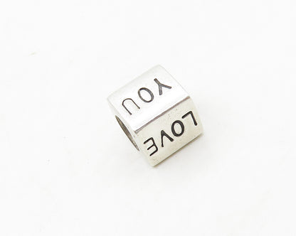 925 Sterling Silver & 14K GOLD  Vintage Two Tone I Love you Charm Bead  TR2348